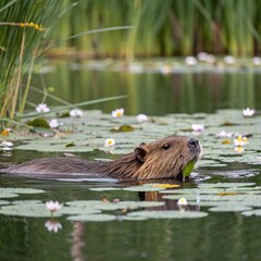 Beaver in Pond