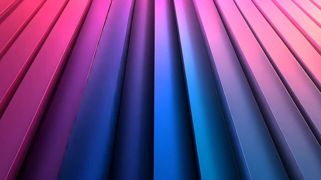 Abstract colorful metal rods background with vibrant gradient illumination and depth