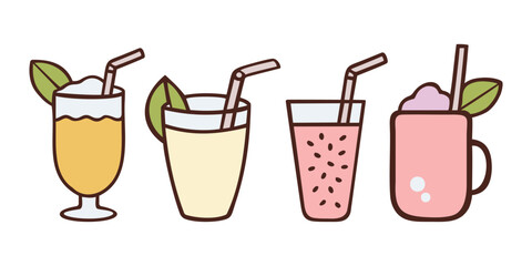 Assorted Colorful Summer Drinks Vector Set
