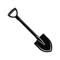 Shovel silhouette isolated on white background