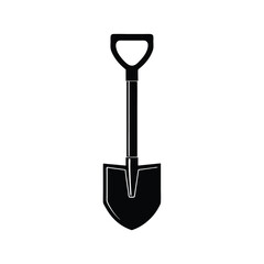 Shovel silhouette isolated on white background