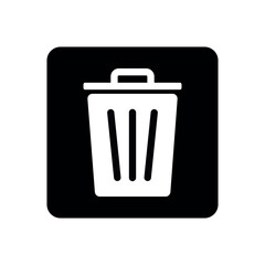 Trash Bin Icon on White Background. Vector Solid Delete Symbol in Flat Design Style. Recycle Bin, Rubbish, Garbage Sign.	