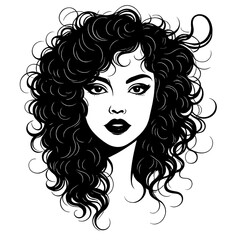 Beautiful woman with curly hair vector illustration