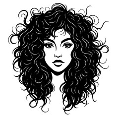 Beautiful woman with curly hair vector illustration