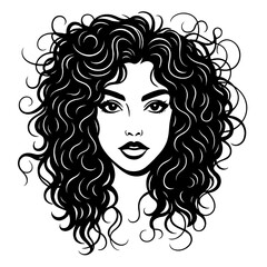 Beautiful woman with curly hair vector illustration