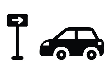 Car Parking Direction Sign with Right Arrow