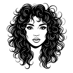Beautiful woman with curly hair vector illustration