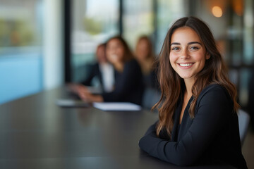 Obraz premium young beautiful businesswoman standing at office