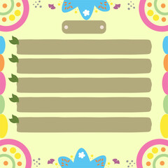 note template with cute and elegant abstract frame