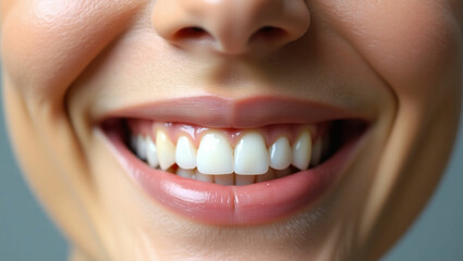 Fototapeta premium Close-Up of Natural Human Smile Showing Teeth and Skin Texture