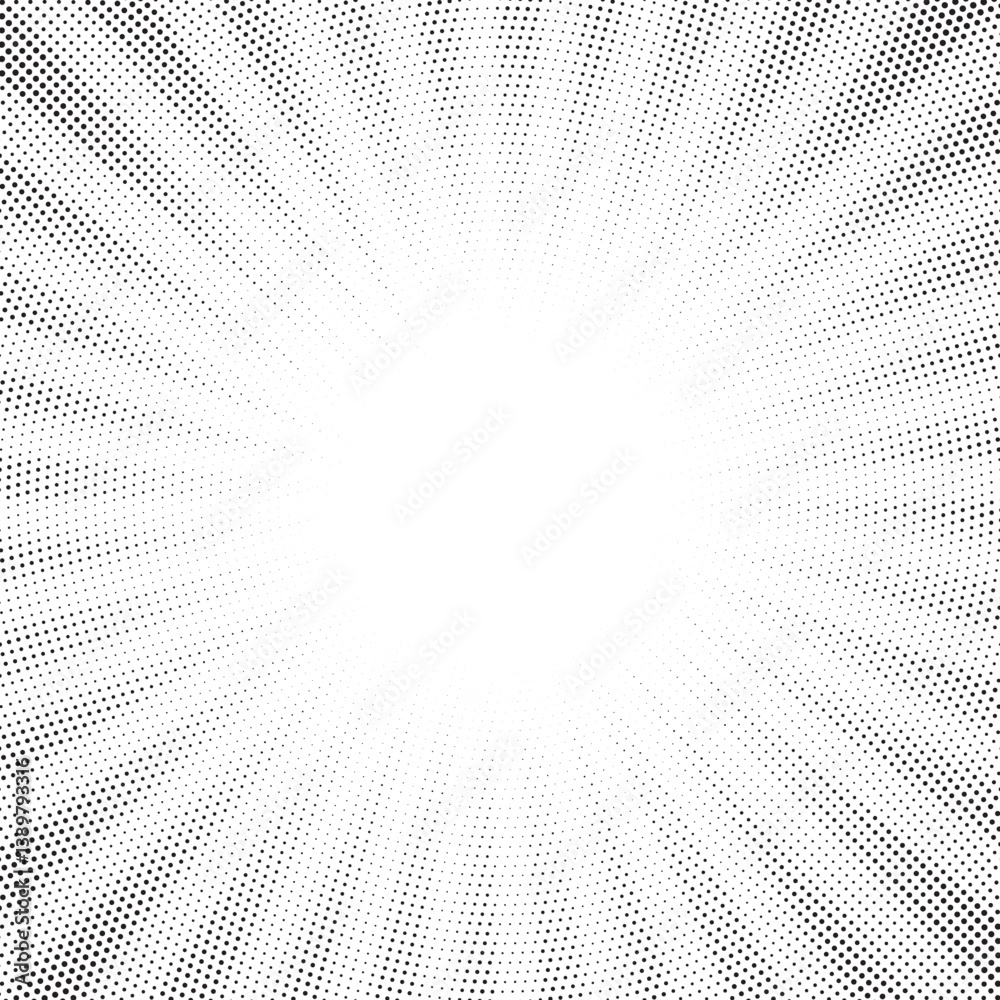 Poster Halftone gradient sun rays pattern. Abstract halftone vector dots background. monochrome dots pattern. Vector background in comic book style with sunburst rays and halftone. Retro pop art design.