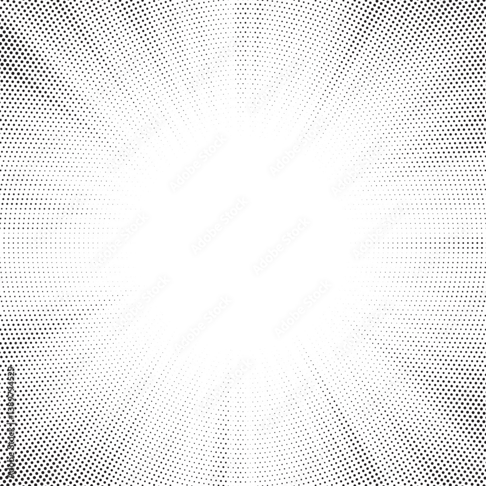 Poster Halftone background vector, abstract backdrop design with two tone pattern and copy space for edit your content. Radial effect halftone background.