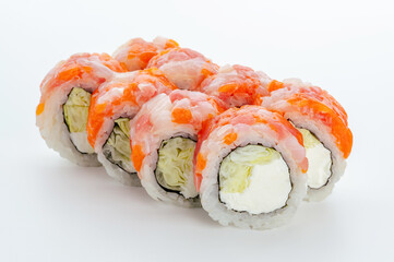 traditional Japanese sushi rolls on a white background
