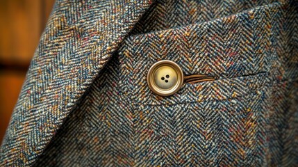 Close-up of a tweed jacket pocket