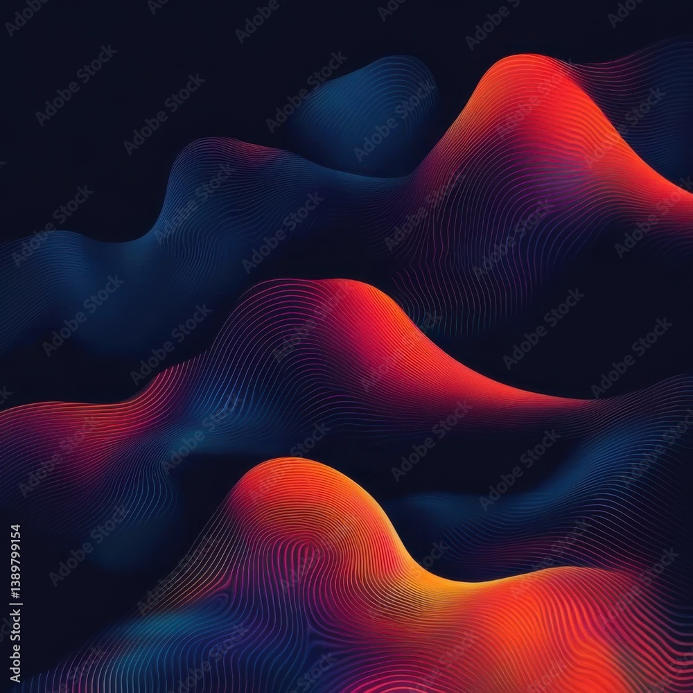 Poster vibrant abstract wave patterns in deep colors create an energetic atmosphere and captivating visual 