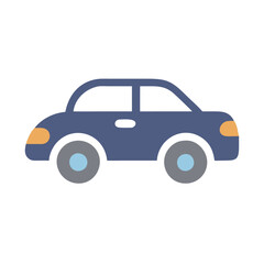 Iconic car illustration in flat style with blue tones  