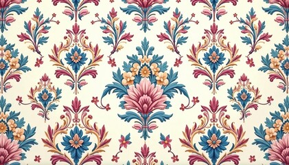 Intricate floral damask pattern in soft pastel hues , beauty, design element, fabric design