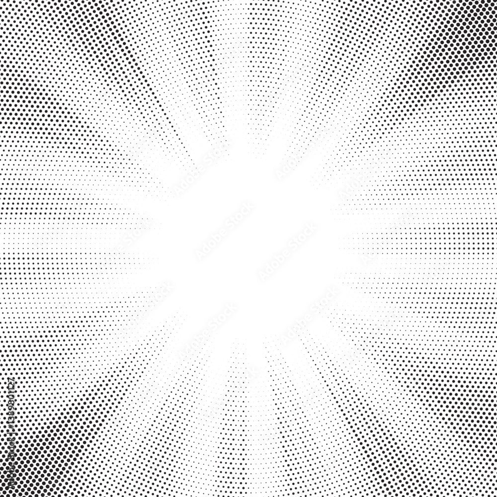 Leinwandbilder Halftone gradient sun rays pattern. abstract halftone vector dots background. monochrome dots pattern. pop art, comic small dots. star rays halftone poster. shine, explosion. sunrise rays background. 