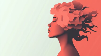 Profile of a woman with abstract flowing hair.