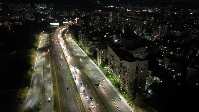 Modern residential buildings in the city, Cinematic Aerial Drone View of Indian Metro Cities & Highrise Skylines, India cinematic shot 4k, IT park