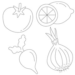 Hand-drawn Vegetable Clipart Set: Outlined Vegetable Illustrations: Cartoon Vegetable Doodles