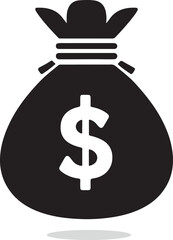 Minimalist Money Bag Vector Silhouette 