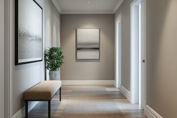 Chic Monochromatic Hallway Design
