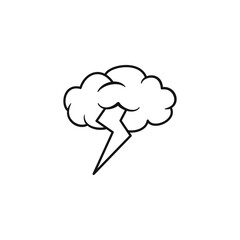 Cloud Lightning Strike Outline Illustration