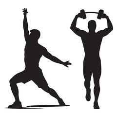 Fitness and Gym Activity Vector Black silhouettes, art vector design. with white background