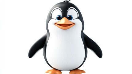Fototapeta premium Adorable Cartoon Penguin: A Delightful Digital Illustration
