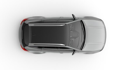 Top View of a Sleek Silver SUV on White Background