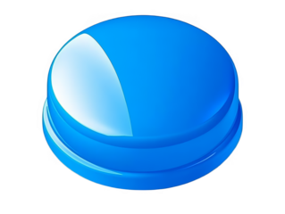 3D Glossy Blue Button Isolated On Transparent Background