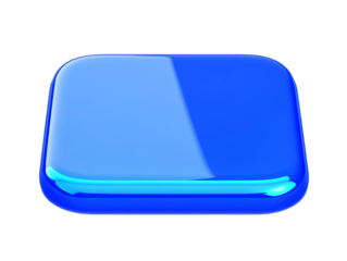 3D Glossy Blue Glass Rectangle Isolated On Transparent Background