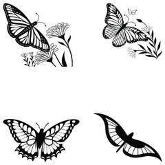 Bundle black Butterfly art and illustrator eps 10