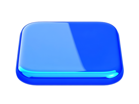 3D Glossy Blue Glass Rectangle Isolated On Transparent Background