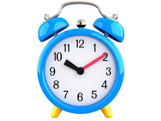 3D Illustration Of Blue Alarm Clock Showing Time On Transparent Background