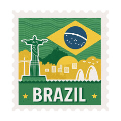 Fototapeta premium Brazil Postage Stamp Vector