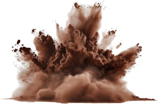 Abstract Brown Explosion Of Dust Isolated Transparent Background Illustration