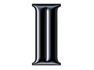 3D Render of Metallic Letter I Isolated on Black Background with Shiny Chrome Effect