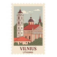 Fototapeta premium Vilnius Lithuania Stamp