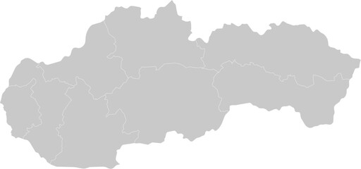 Fototapeta premium Slovakia administrative vector map with level 1 region boundaries – PPT-compatible & fully editable by region