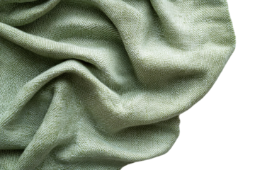Soft sage green fabric texture elegantly draped showcasing luxurious feel and subtle texture White
