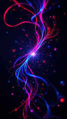 Abstract Cybersecurity Internet Security with digital graphics featuring abstract shapes, vibrant colors and futuristic elements set against a dark background.