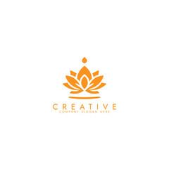 Obraz premium Abstract lotus logo vector design, Stylized lotus flower icon design