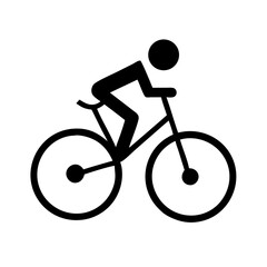 Obraz premium Cycling icon of person riding bike in flat style