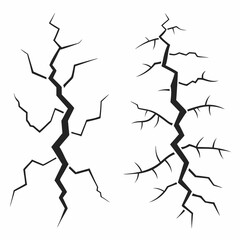 Broken Surface Cracks Vector Art set.