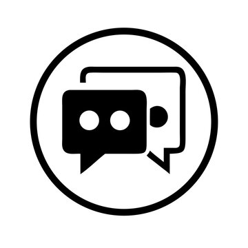 Chatbot icon with chat bubble and AI indicator in flat style