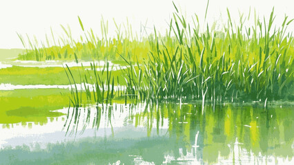Dusk reeds marsh isolated watercolor vector illustration svg 