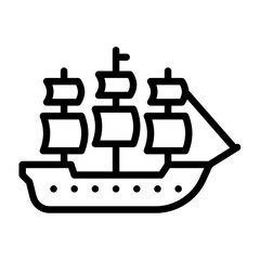 sailing ship outline icon. sailing ship black line illustration.