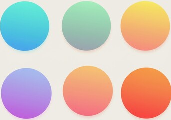 A collection of six colorful gradient circles arranged in two rows on a light background
